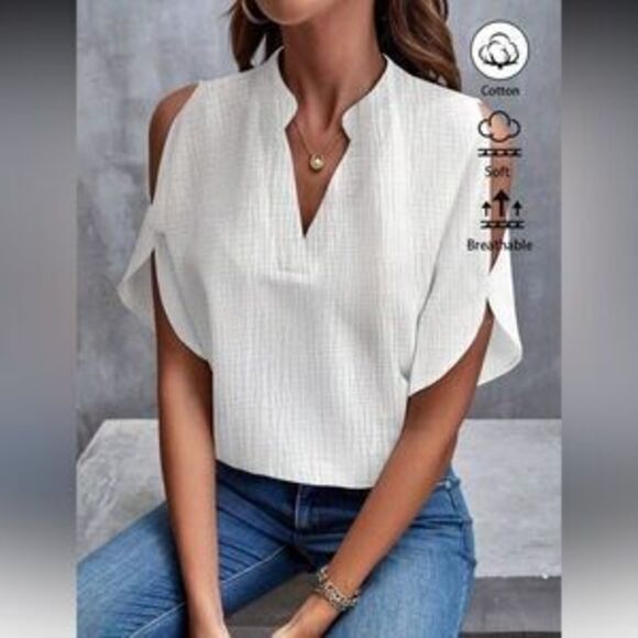 Cotton White Women's Blouse - Picture 4 of 5